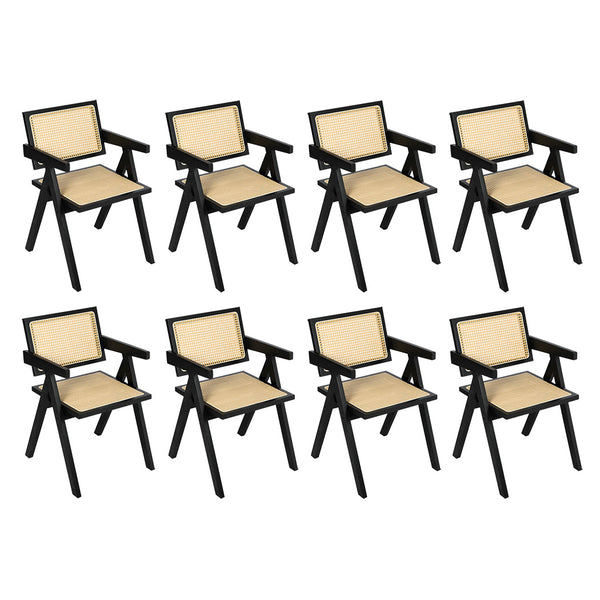  Elegant 8x Black Wicker Armchair Dining Chair  Adjustable Height