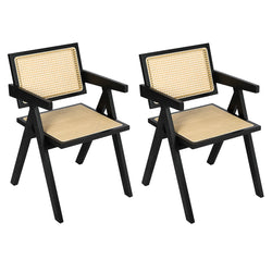 Functional 2x Black Wicker Armchair Dining Chair  Multipurpose Use