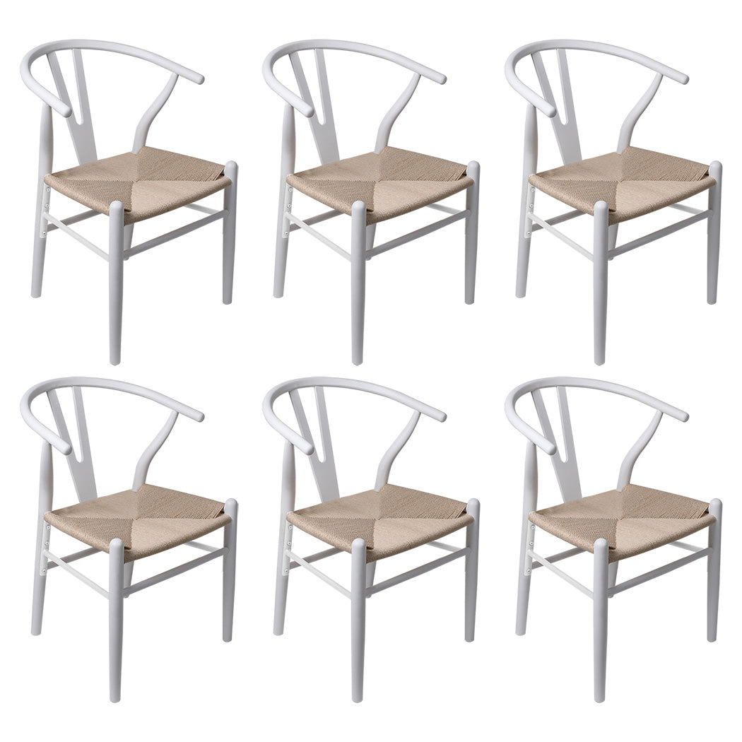 Cozy 6x Dining Chairs Wooden Hans White  Soft Cushion Classic