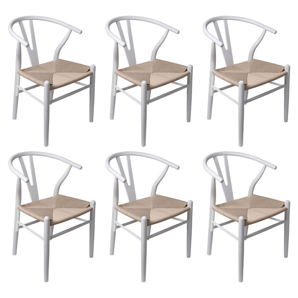  Cozy 6x Dining Chairs Wooden Hans White  Soft Cushion Classic