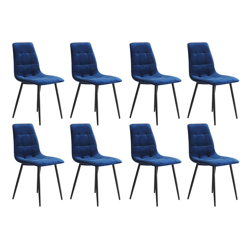 Stylish 4x Dining Chairs Kitchen Velvet Blue  Sleek Modern Look