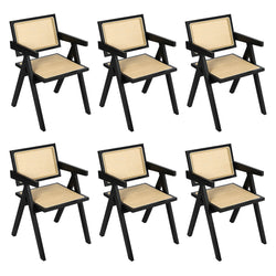 Elegant 6x Black Wicker Armchair Dining Chair  Comfortable Design