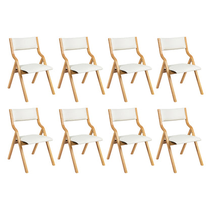 Modern 8x Dining Chairs Foldable PU Beige  Multipurpose Use