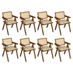 Premium 8x Walnut Wicker Armchair Dining Chair  Durable Frame