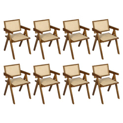 Premium 8x Walnut Wicker Armchair Dining Chair  Durable Frame