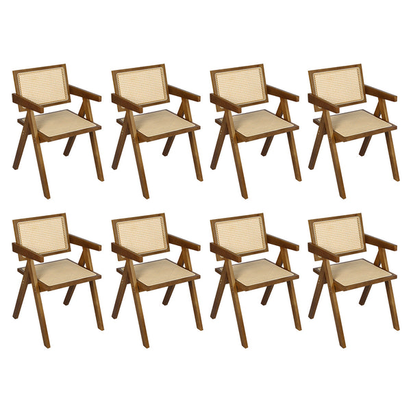  Premium 8x Walnut Wicker Armchair Dining Chair  Durable Frame