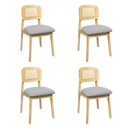 Cozy Dining Chair Wood Rattan Armless Natural x4  High Back Support