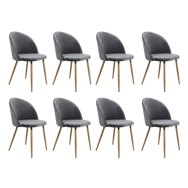  Compact 8x Dining Chairs Seat French Grey  Easy Assembly Classic