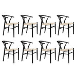 Modern 8x Dining Chairs Wooden Hans Black  Durable Frame Classic