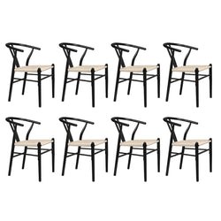 Modern 8x Dining Chairs Wooden Hans Black  Durable Frame Classic