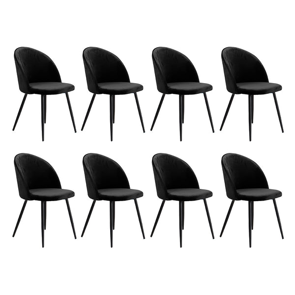  Stylish 8x Dining Chairs Kitchen Cafe Black  Durable Frame Classic
