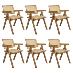 Compact 6x Dining Chair Solid Wood Rattan  Comfortable Design