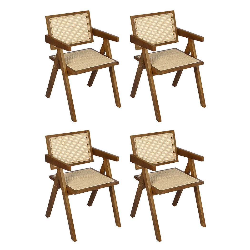 Premium 4x Walnut Wicker Armchair Dining Chair  Multipurpose Use