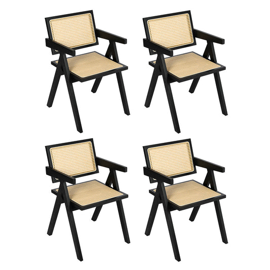 Elegant 4x Black Wicker Armchair Dining Chair  Soft Cushion