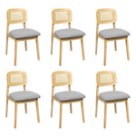 Functional Dining Chair Wood Rattan Armless Natural x6  Premium