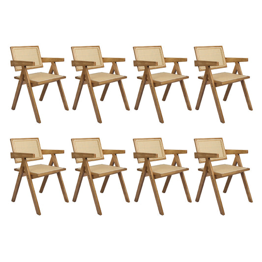 Elegant 8x Dining Chair Solid Wood Rattan  Easy Assembly Classic
