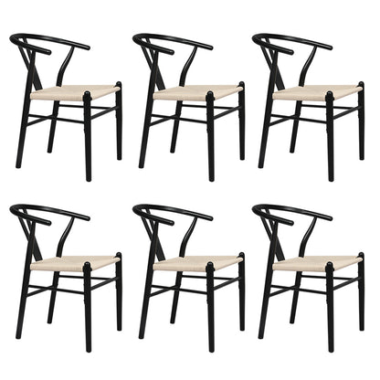 Compact 6x Dining Chairs Wooden Hans Black  Easy Assembly Classic
