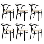 Compact 6x Dining Chairs Wooden Hans Black  Easy Assembly Classic