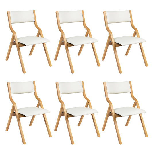 Premium 6x Dining Chairs Foldable PU Beige  Scandi Inspired Design