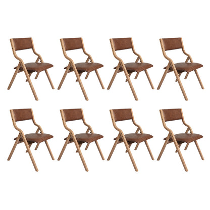 Modern 8x Dining Chairs Foldable PU Tan  Easy Assembly Classic