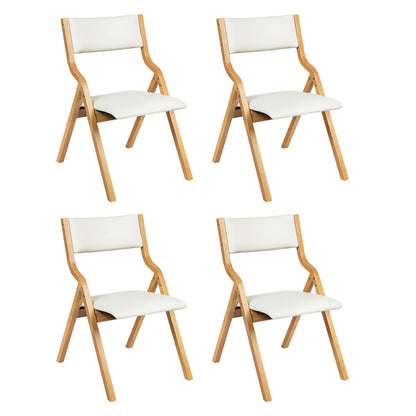 Stylish 4x Dining Chairs Foldable PU Beige  Sleek Modern Look