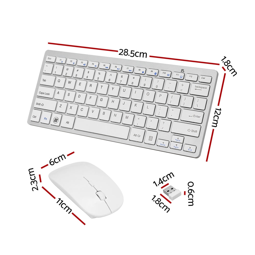 Bluetooth Keyboard and Mouse Wireless Combo White 78 Keys