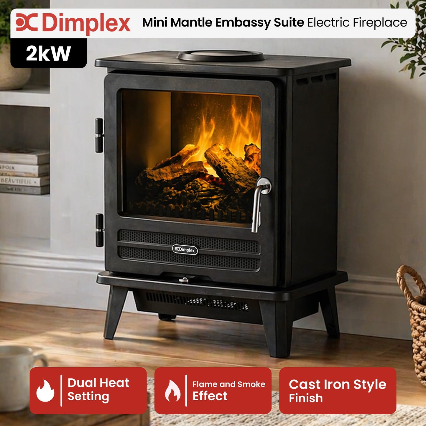 Dimplex 2kW Opti-Myst Electric Stove Heater | HomeAndLiving