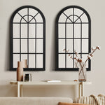 2PC Window Mirror Arched 76x51cm Wooden Black