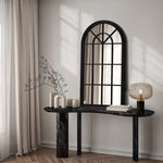 2PC Window Mirror Arched 76x51cm Wooden Black