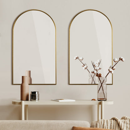 Wall Mirrors 86x50cm Arched Black/Gold/Wooden Set of 2