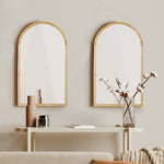 Wall Mirrors 86x50cm Arched Black/Gold/Wooden Set of 2