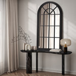Window Mirror Arched Wall Mirror 130x70cm Black