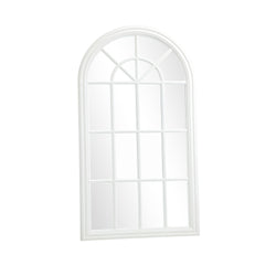 Wooden Window Mirror Arched Wall Mirrors 130x70cm White