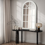 Wooden Window Mirror Arched Wall Mirrors 130x70cm White