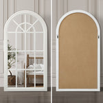 Wooden Window Mirror Arched Wall Mirrors 130x70cm White