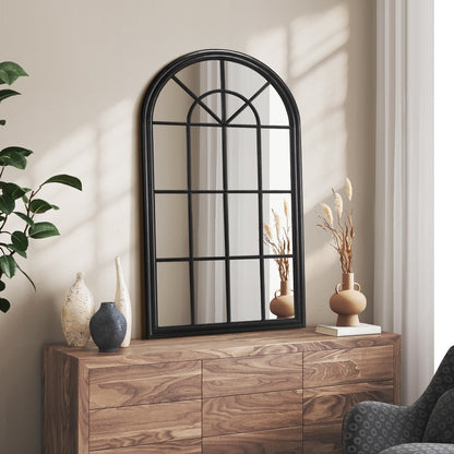 Window Mirror Arched Wall Mirror 76x51cm Black