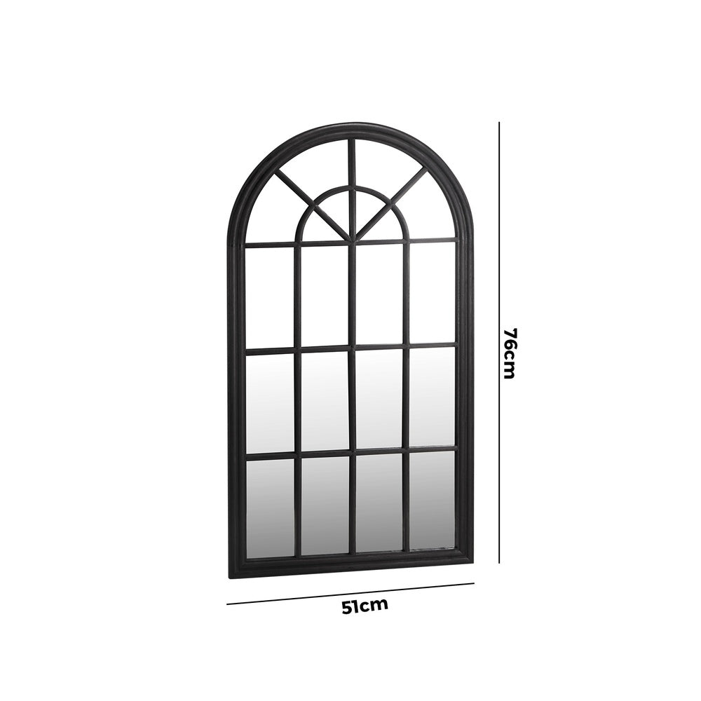 Window Mirror Arched Wall Mirror 76x51cm Black