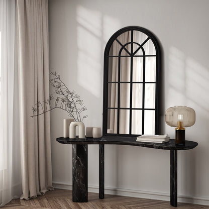 Window Mirror Arched Wall Mirror 76x51cm Black