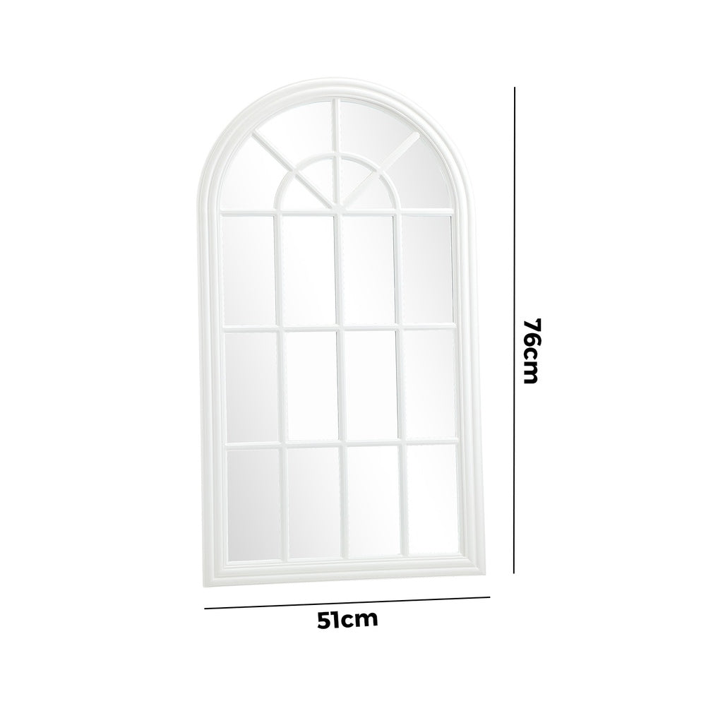 Window Mirror Arched Wall Mirrors 76x51cm Wooden White