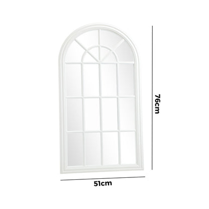 Window Mirror Arched Wall Mirrors 76x51cm Wooden White