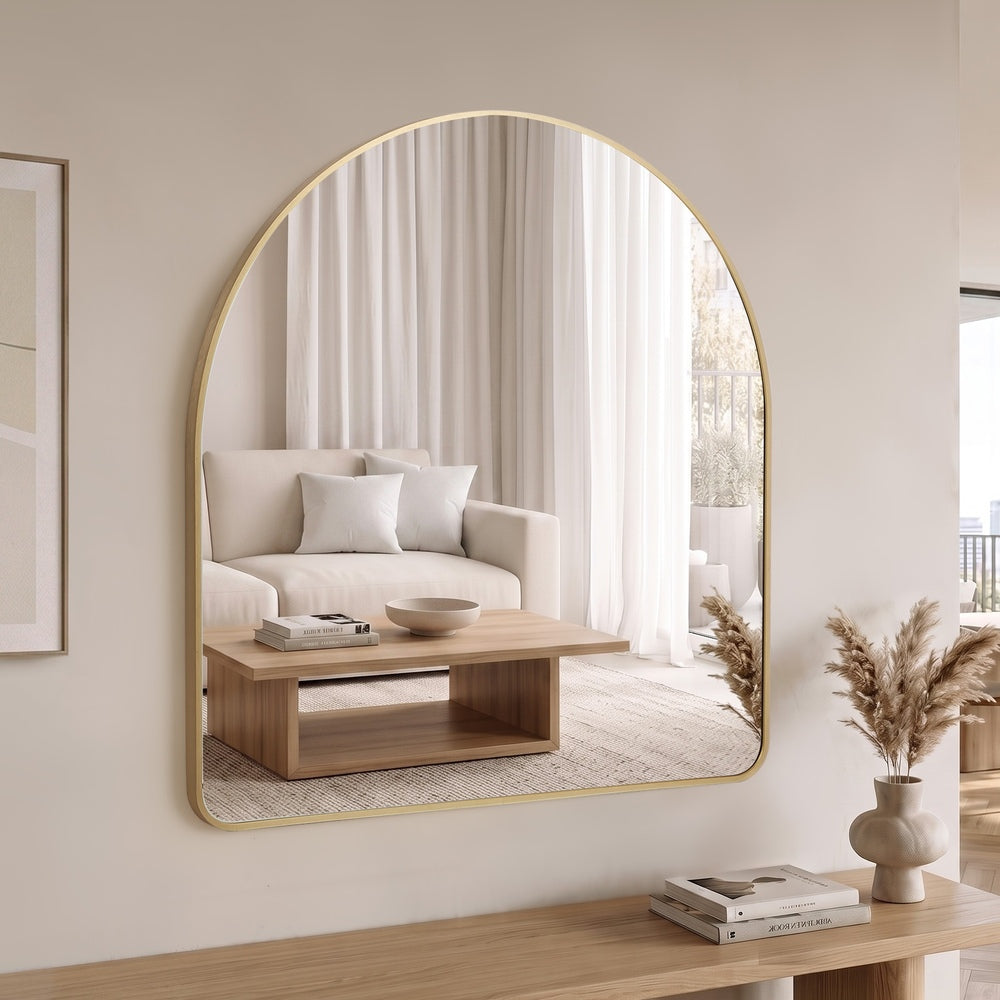Arched Vanity Mirror Gold Frame 85x80cm