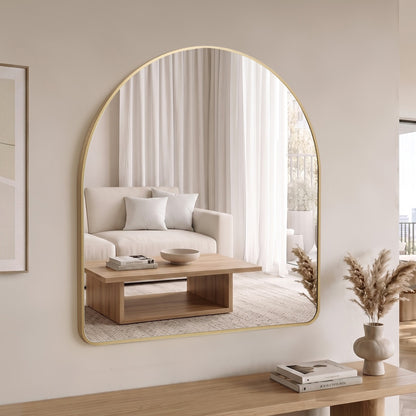 Arched Vanity Mirror Gold Frame 85x80cm