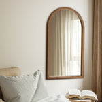Arched Wall Mirror Brown Wood 86x50cm | HomeAndLiving