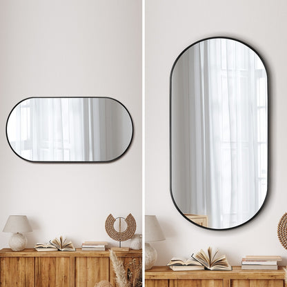 Wall Mirror Oval Black & Gold 84x50cm