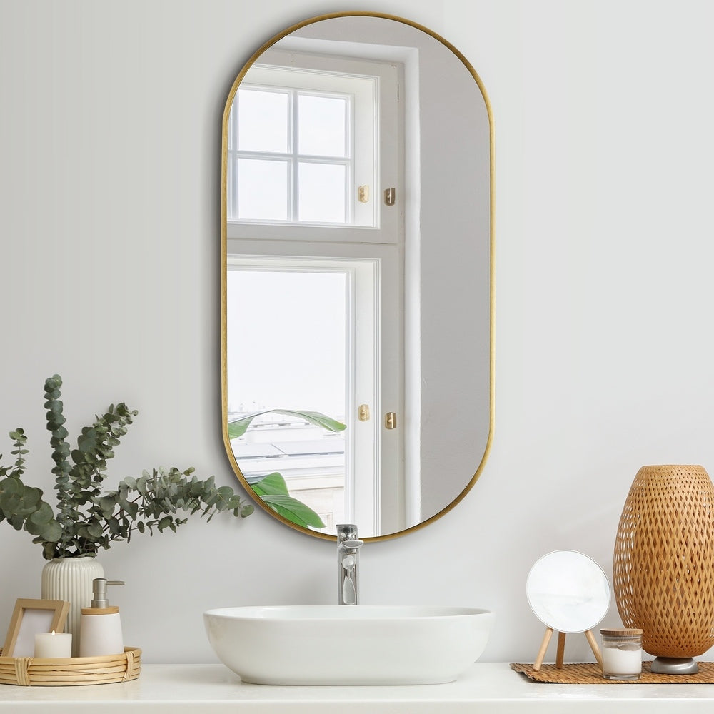 Wall Mirror Oval Black & Gold 84x50cm