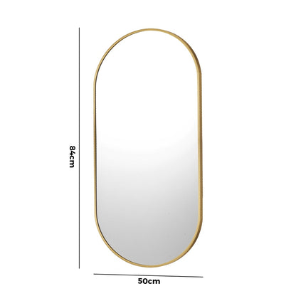 Wall Mirror Oval Black & Gold 84x50cm