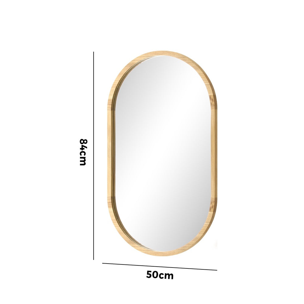 Wall Mirror Oval Wooden 84x50cm
