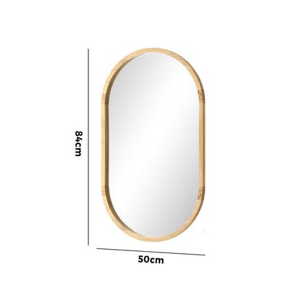 Wall Mirror Oval Wooden 84x50cm