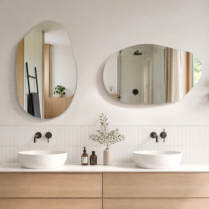 Frameless White Wall Mirror 85x52cm