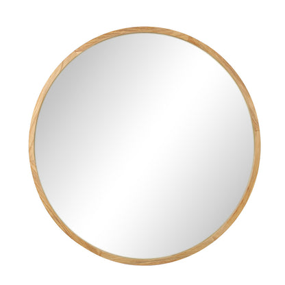 Round Wall Mounted Mirror with Wood Frame 50cm